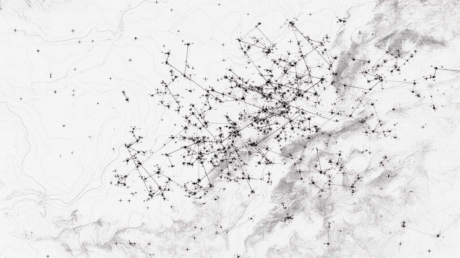 Abstract aerial terrain with sparse feature-match registration marks